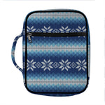 Snow Flower Knitted Pattern Print Front Pocket Bible Bag