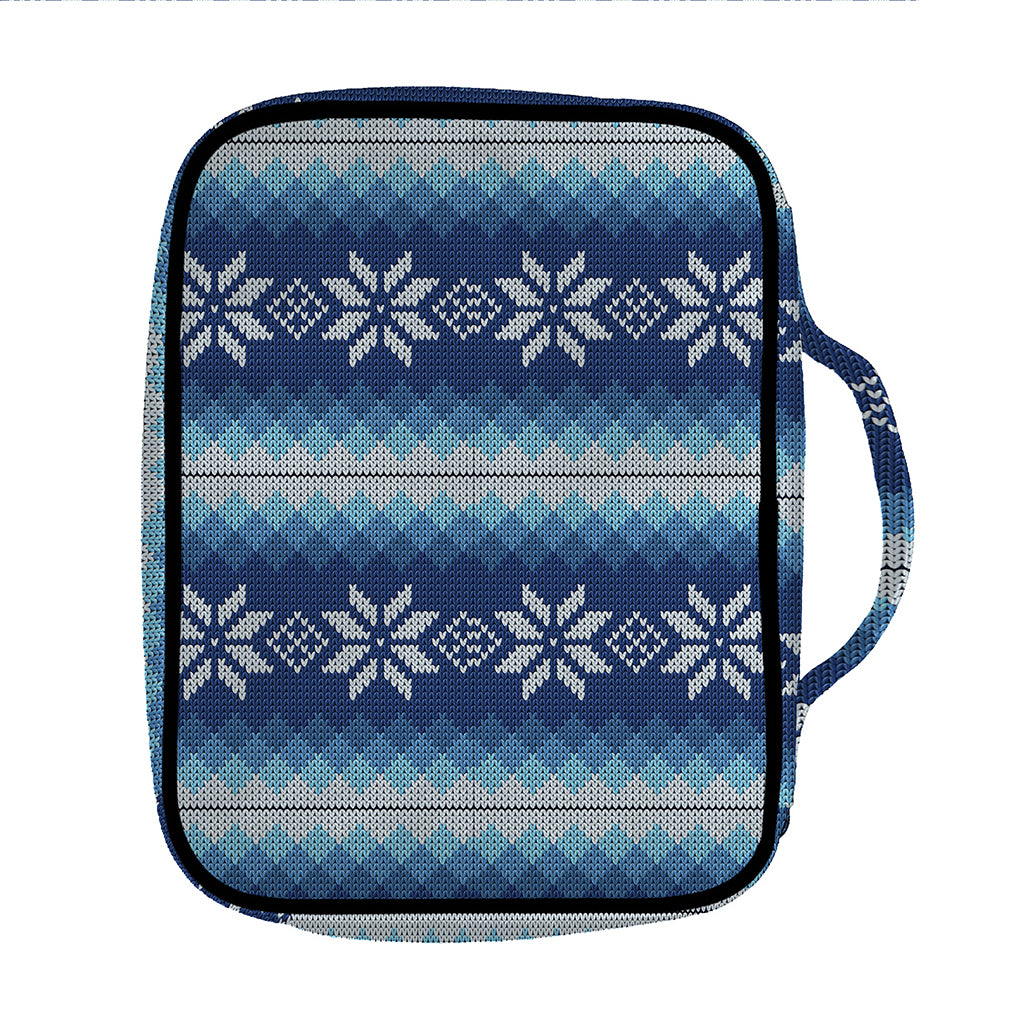 Snow Flower Knitted Pattern Print Front Pocket Bible Bag