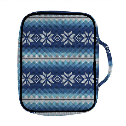 Snow Flower Knitted Pattern Print Front Pocket Bible Bag