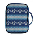 Snow Flower Knitted Pattern Print Front Pocket Bible Bag