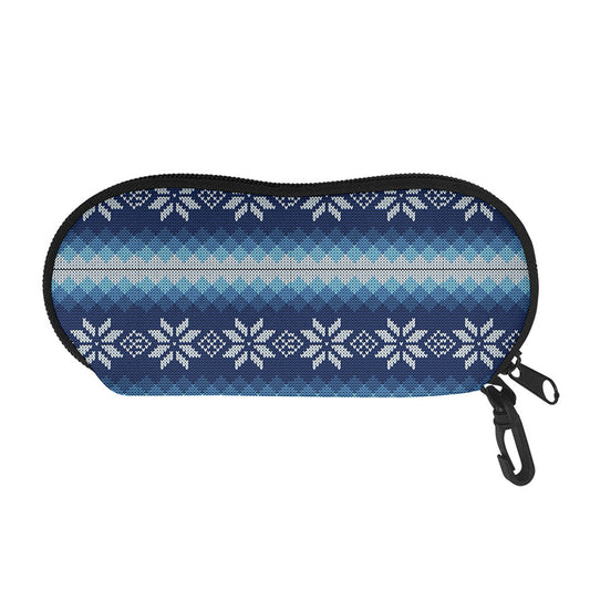 Snow Flower Knitted Pattern Print Glasses Case