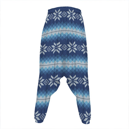 Snow Flower Knitted Pattern Print Hammer Pants
