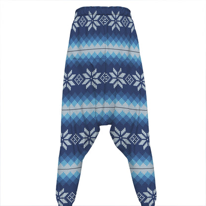 Snow Flower Knitted Pattern Print Hammer Pants