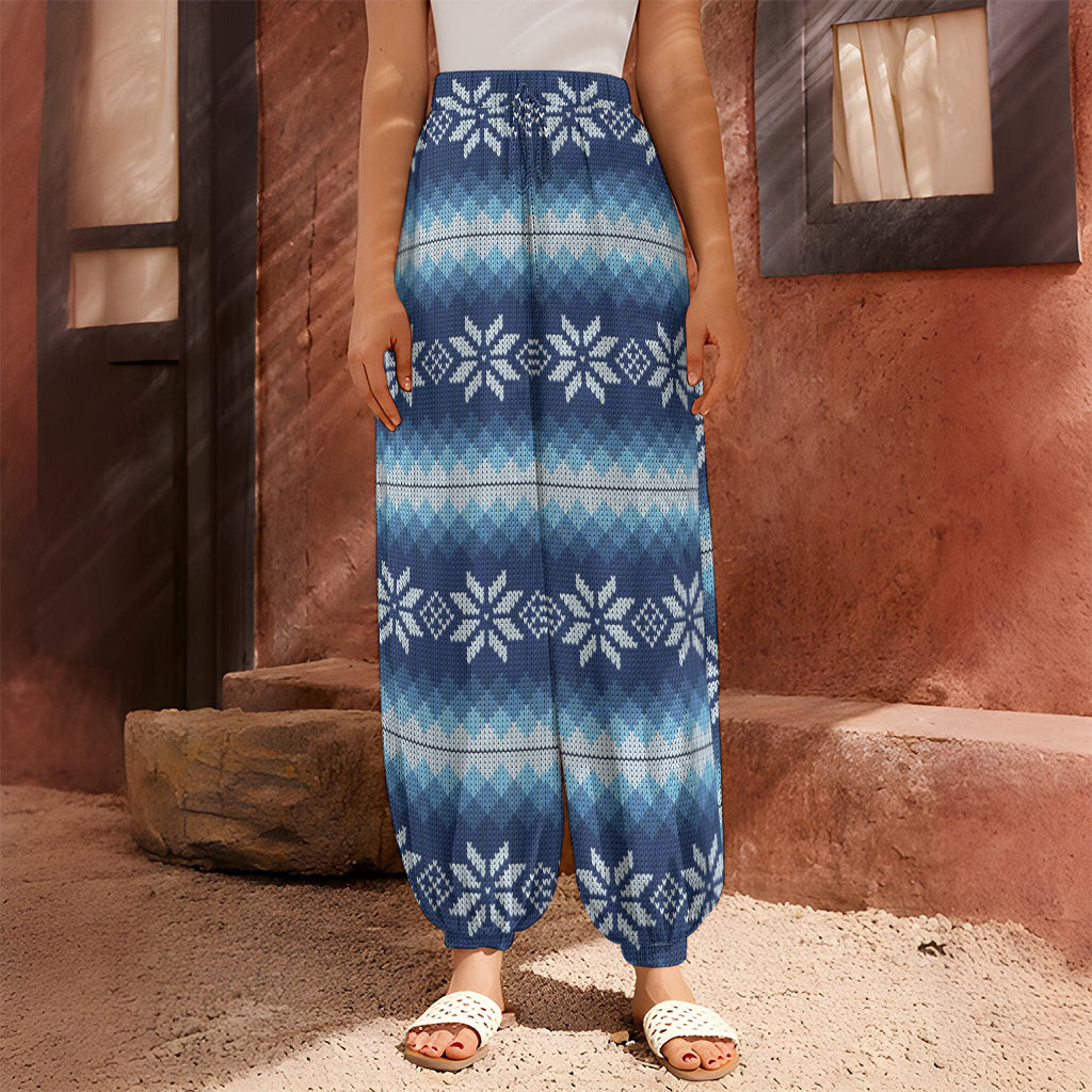 Snow Flower Knitted Pattern Print Harem Pants