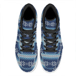 Snow Flower Knitted Pattern Print High Top Leather Sneakers