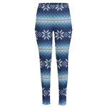 Snow Flower Knitted Pattern Print High-Waisted Pocket Leggings