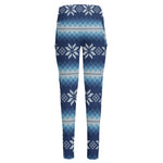 Snow Flower Knitted Pattern Print High-Waisted Pocket Leggings