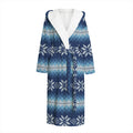 Snow Flower Knitted Pattern Print Hooded Bathrobe