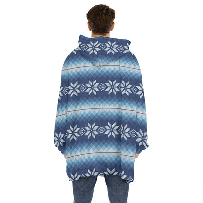 Snow Flower Knitted Pattern Print Hoodie Blanket