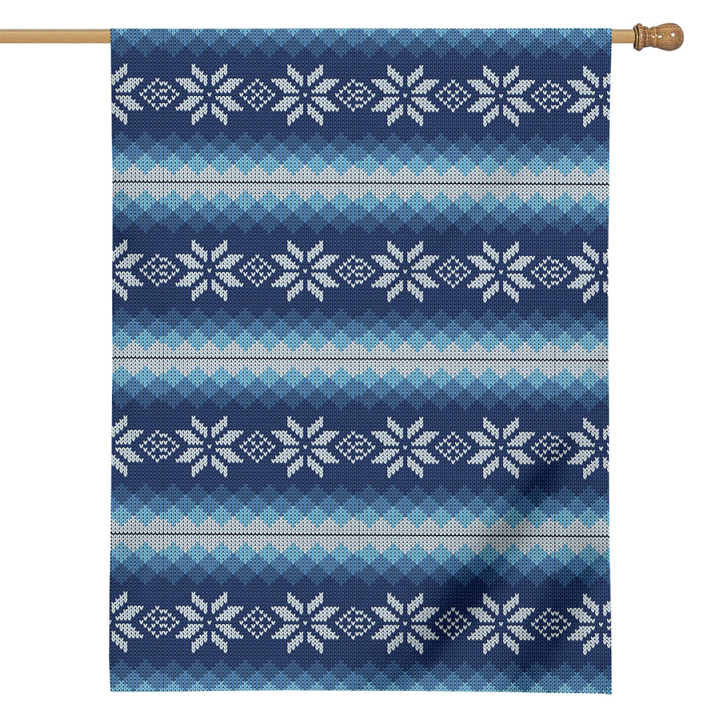 Snow Flower Knitted Pattern Print House Flag