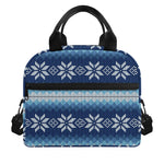 Snow Flower Knitted Pattern Print Insulated Lunch Bag