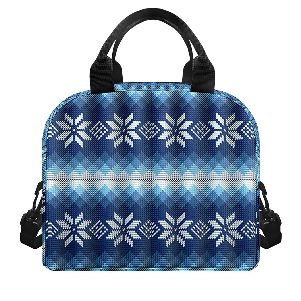 Snow Flower Knitted Pattern Print Insulated Lunch Bag