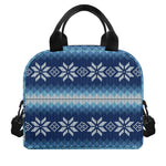 Snow Flower Knitted Pattern Print Insulated Lunch Bag