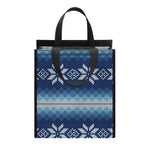 Snow Flower Knitted Pattern Print Insulated Lunch Tote