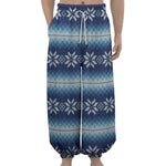 Snow Flower Knitted Pattern Print Lantern Pants