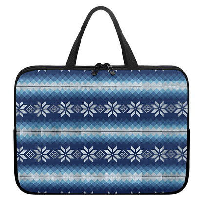 Snow Flower Knitted Pattern Print Laptop Sleeve With Handle