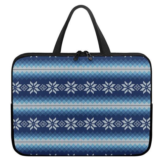 Snow Flower Knitted Pattern Print Laptop Sleeve With Handle