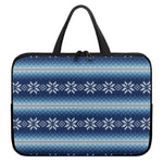 Snow Flower Knitted Pattern Print Laptop Sleeve With Handle