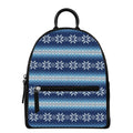 Snow Flower Knitted Pattern Print Leather Backpack