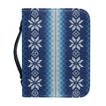 Snow Flower Knitted Pattern Print Leather Bible Cover