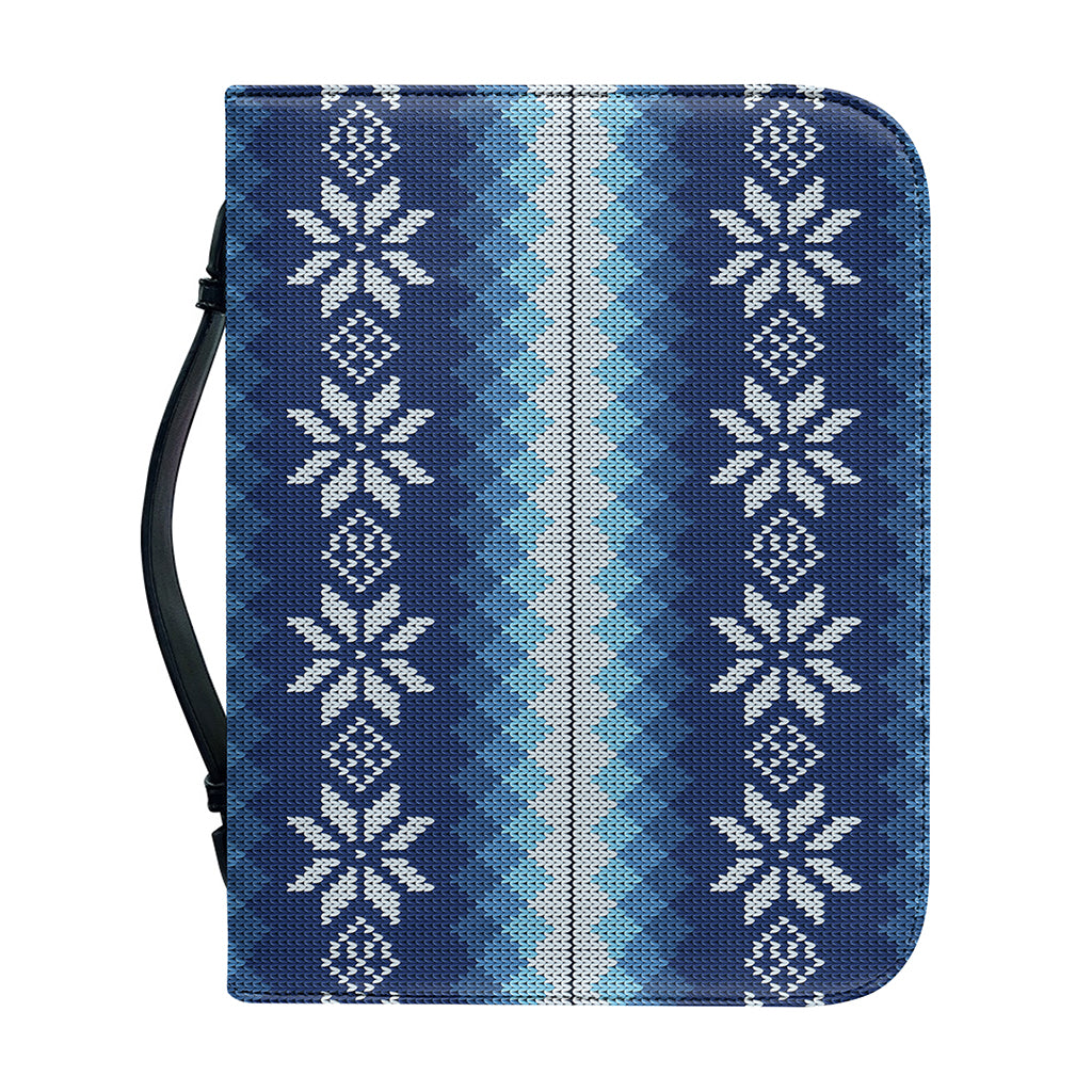 Snow Flower Knitted Pattern Print Leather Bible Cover
