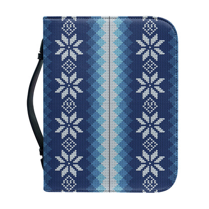 Snow Flower Knitted Pattern Print Leather Bible Cover