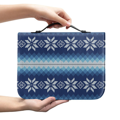 Snow Flower Knitted Pattern Print Leather Bible Cover