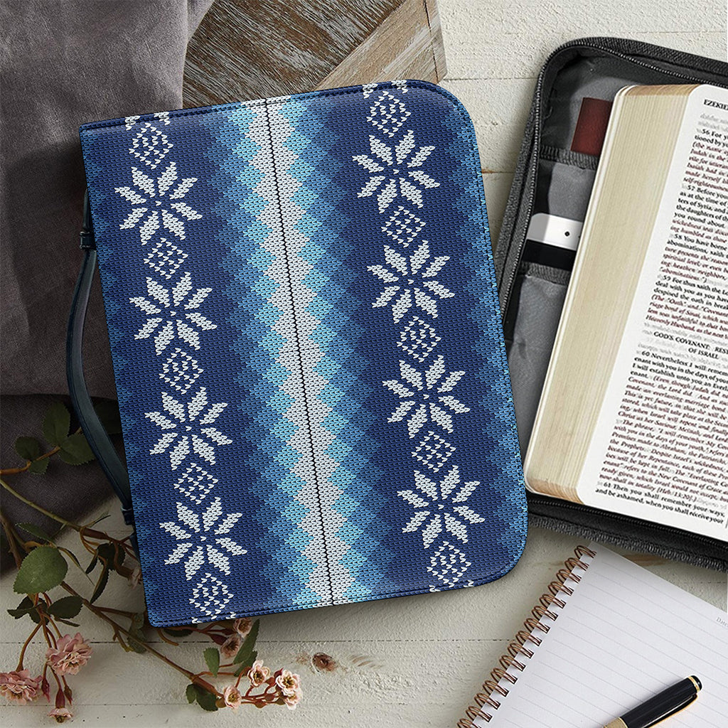 Snow Flower Knitted Pattern Print Leather Bible Cover