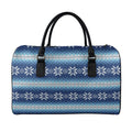 Snow Flower Knitted Pattern Print Leather Duffel Bag