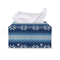 Snow Flower Knitted Pattern Print Leather Tissue Box Cover