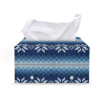 Snow Flower Knitted Pattern Print Leather Tissue Box Cover