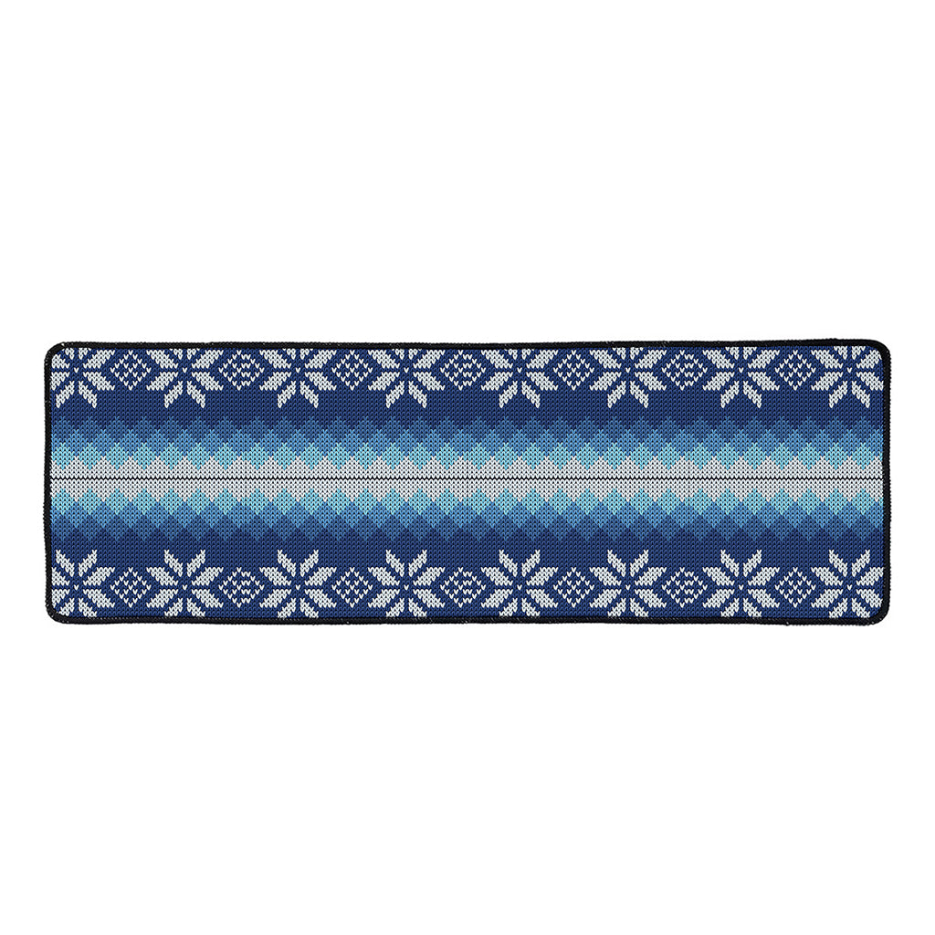 Snow Flower Knitted Pattern Print Long Kitchen Mat