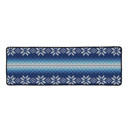 Snow Flower Knitted Pattern Print Long Kitchen Mat