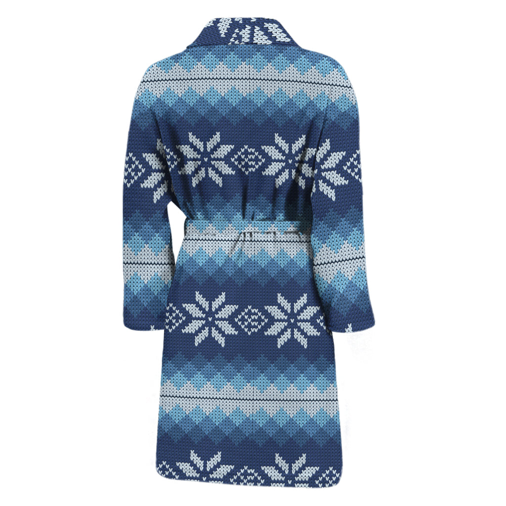 Snow Flower Knitted Pattern Print Men's Bathrobe