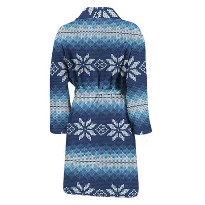 Snow Flower Knitted Pattern Print Men's Bathrobe