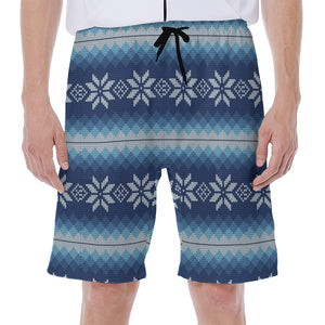 Snow Flower Knitted Pattern Print Men's Beach Shorts