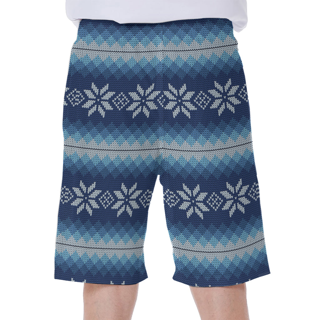 Snow Flower Knitted Pattern Print Men's Beach Shorts