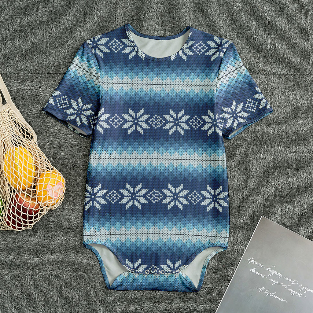 Snow Flower Knitted Pattern Print Men's Bodysuit