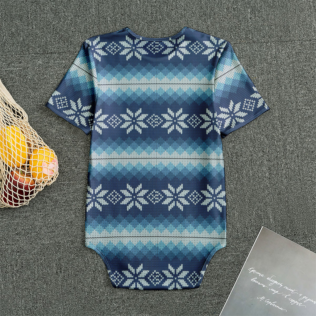 Snow Flower Knitted Pattern Print Men's Bodysuit