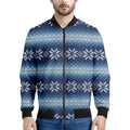 Snow Flower Knitted Pattern Print Men's Bomber Jacket