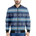 Snow Flower Knitted Pattern Print Men's Bomber Jacket