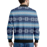 Snow Flower Knitted Pattern Print Men's Bomber Jacket
