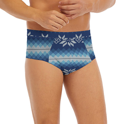 Snow Flower Knitted Pattern Print Men's Briefs