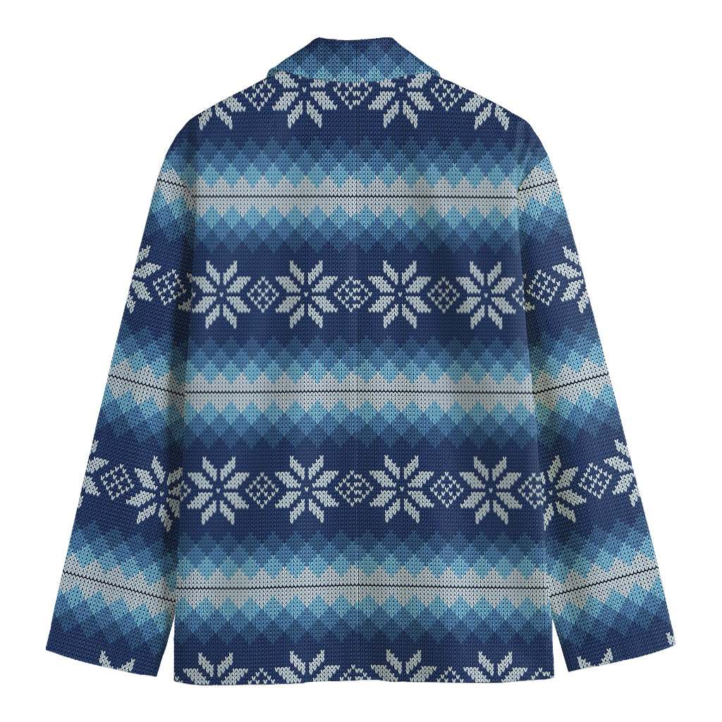 Snow Flower Knitted Pattern Print Men's Cotton Blazer