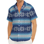 Snow Flower Knitted Pattern Print Men's Deep V-Neck Shirt