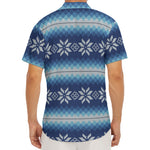 Snow Flower Knitted Pattern Print Men's Deep V-Neck Shirt