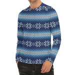 Snow Flower Knitted Pattern Print Men's Long Sleeve Rash Guard
