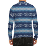 Snow Flower Knitted Pattern Print Men's Long Sleeve Rash Guard