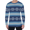Snow Flower Knitted Pattern Print Men's Long Sleeve T-Shirt