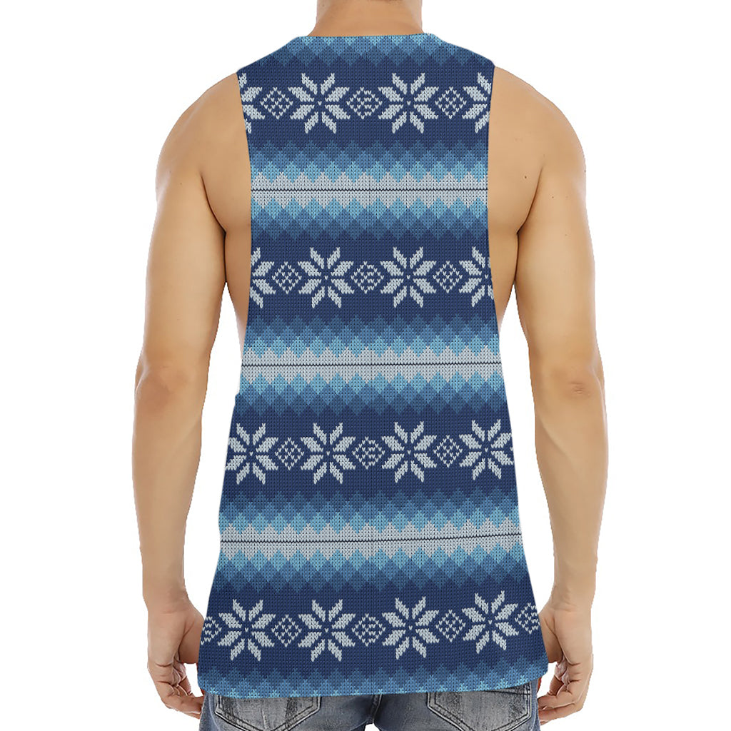 Snow Flower Knitted Pattern Print Men's Muscle Tank Top